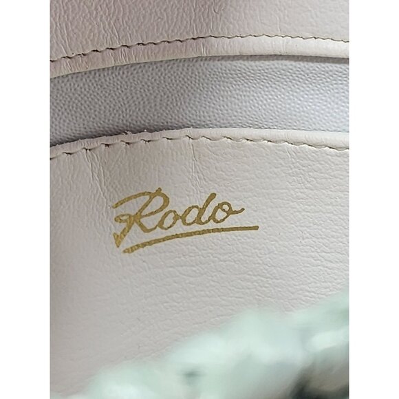 Vintage Rodo Raffia Woven Mint Green Clutch Gold Chain Snap Closure‎ - Picture 5 of 10